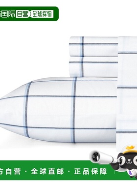 自营 Nautica Plot 蓝色床单套装 - 褪色波罗的海蓝色 美国奥莱直