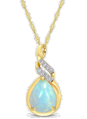 自营 mimi & max1 1/5 克拉 TGW 埃塞俄比亚蓝蛋白石和钻石口音扭