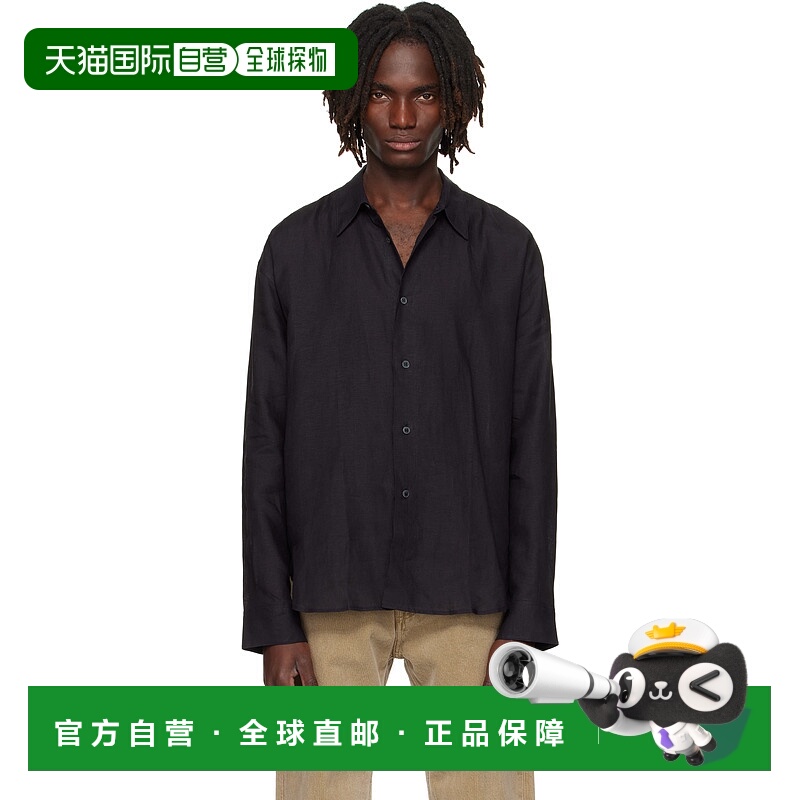 香港直邮潮奢 Studio Nicholson 男士 海军蓝 Rafe Linen 衬衫 RA