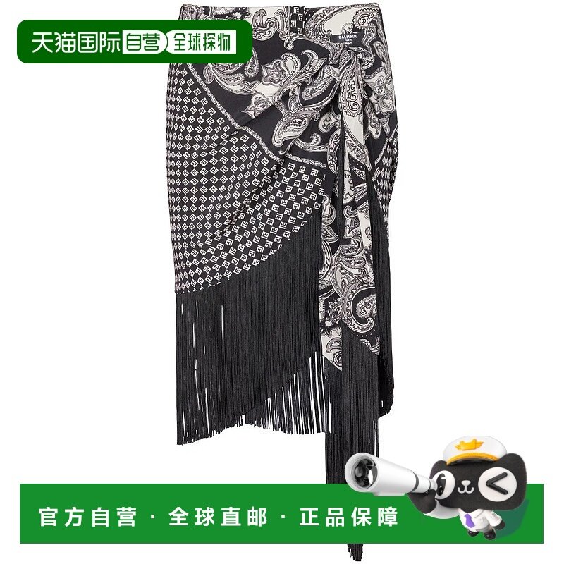 香港直邮BALMAIN 女士半身裙 CF1LC225SD29EDK AW2024 黑色 Fring