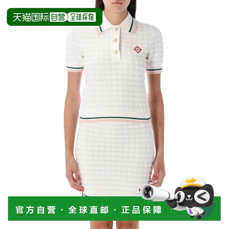 1h可退 香港直邮Casablanca 女士 白色棉质尼龙Polo衫 WPF25KW101,女装/女士精品,POLO衫,淘宝优惠券,粉丝福利购,淘宝优惠卷