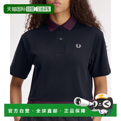 日本直邮FRED PERRY 女士 纯棉撞色下摆Polo衫 G3160女装学院风