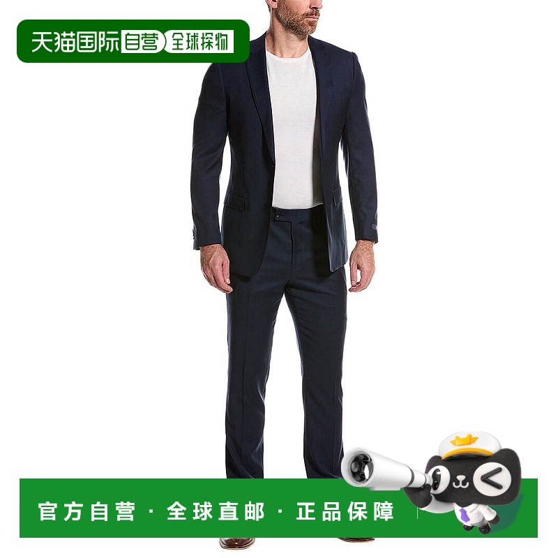 自营Cavalli Class 2pc修身羊毛混纺西装-蓝色 美国奥莱直发