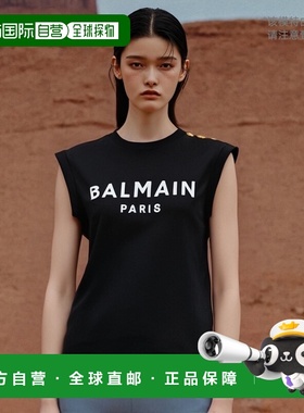 香港直邮BALMAIN 女士T恤 BF1ED001BB02EAB AW2024 黑色 Sleevele