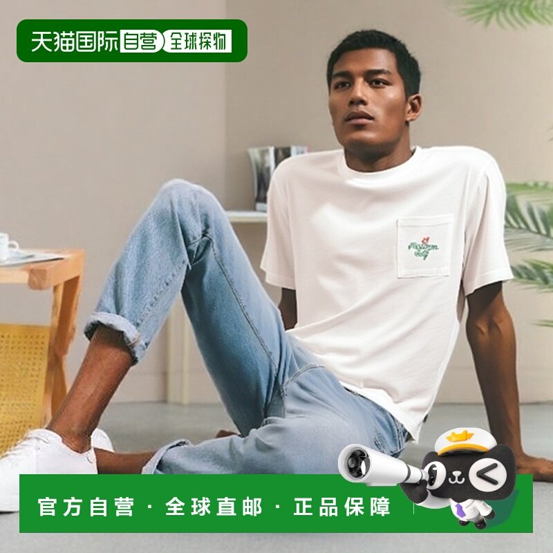 韩国直邮MALBON GOLF男士T恤M4211LRS09WHT FOUNDERS S/S POCKET