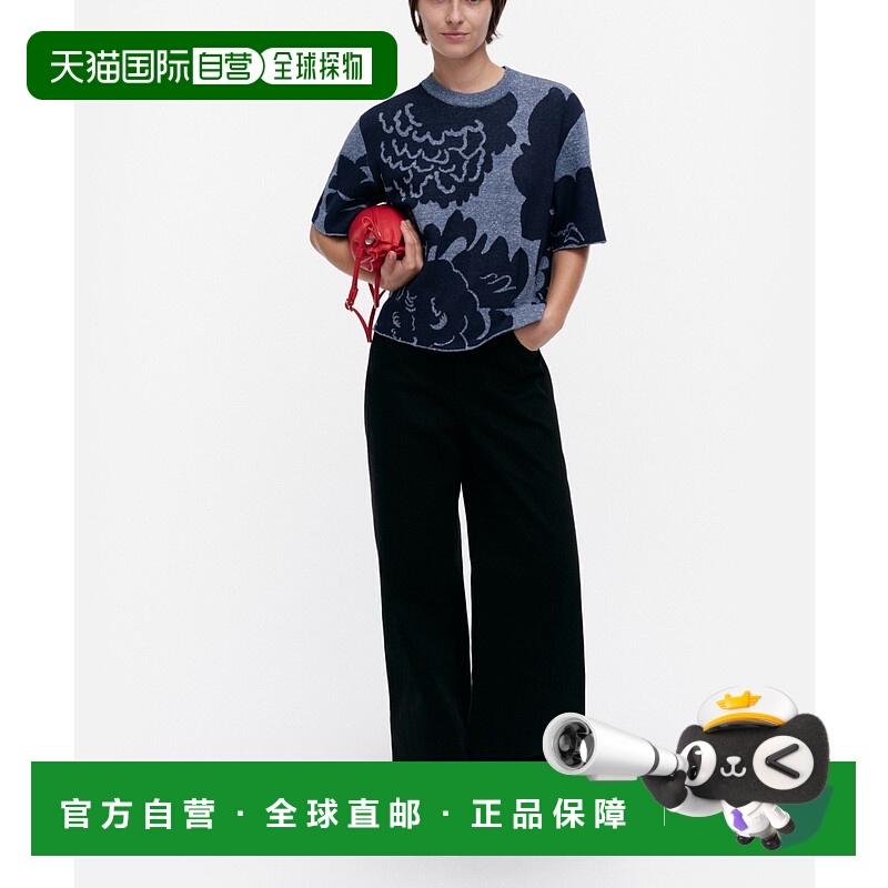 1h可退 日本直邮Marimekko 女装 棉麻混纺 宽松短袖针织衫 Pioni