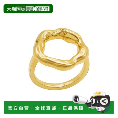 自营 adornia抗锈蚀 14K 镀金开口圆锤纹戒指 - 金色 美国奥莱直