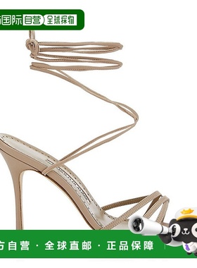 自营Manolo Blahnik 女式 Leva 105 毫米皮革包裹高跟凉鞋 Cream