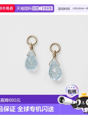日本直邮日潮 agete 阿卡朵K10黄玉耳环吊坠蓝色 均码