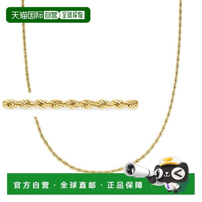 自营 Ross-Simons 2mm 18kt Gold Over Sterling Rope-Chain Neck