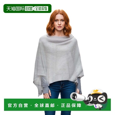 自营in2Cashmere Poncho with Textured Border - mist grey 美国
