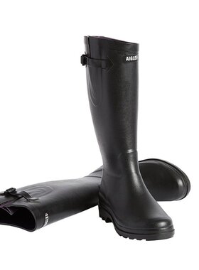 AIGLE/艾高24新款 女士黑色天然橡胶防水柔软高筒雨靴