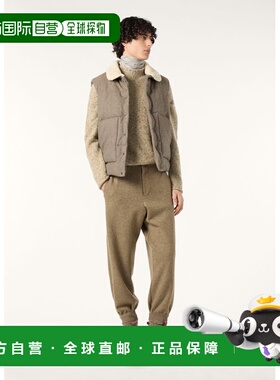 自营欧洲直邮Loro Piana 男士灰绿色羊绒休闲裤