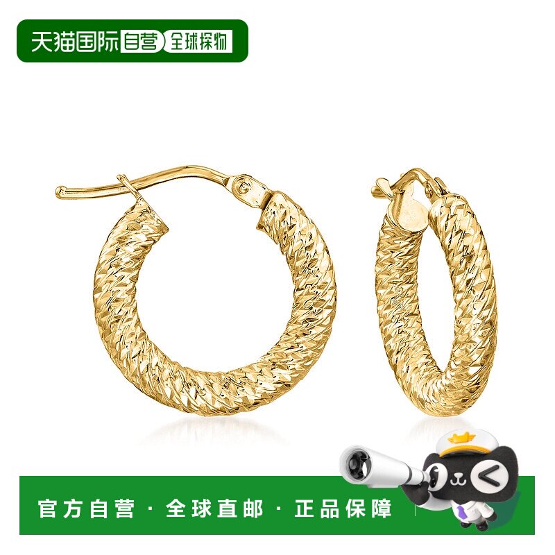 自营Ross-Simons Italian 14kt Yellow Gold Diamond-Cut Hoop Ea