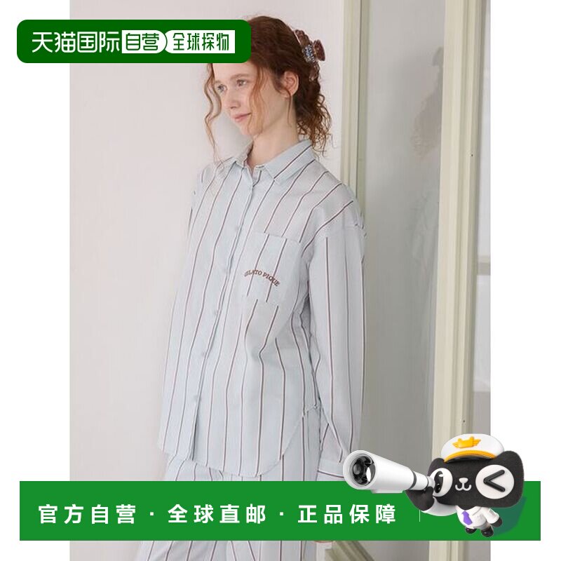 日本直邮gelato pique 女装 条纹宽松刺绣衬衫 PW【付后1h可退】