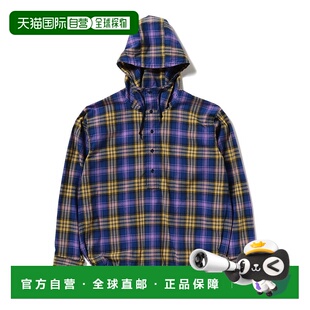 1h可退 日本直邮BEAMS男士宽松版型原创面料反射条纹连帽衬衫 111