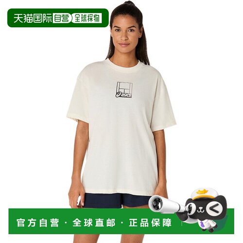日本直邮ASICS 女士印花T恤网球/羽毛球服2042A384-100