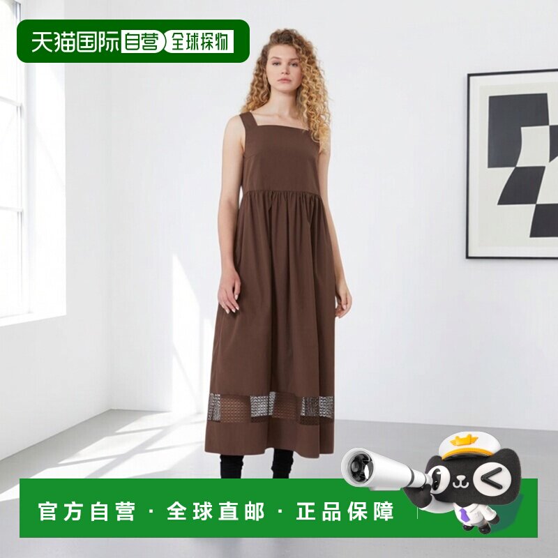 自营欧洲直邮Weekend Max Mara女士棉质巧克力色无袖吊带连衣裙