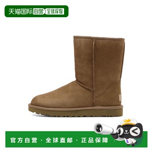 韩国直邮UGG雪地靴女秋冬棕色圆头厚底中筒加绒保暖1016223CHE