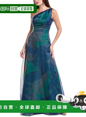 自营 Rene Ruiz单肩A字型礼服-蓝色 美国奥莱直发长裙