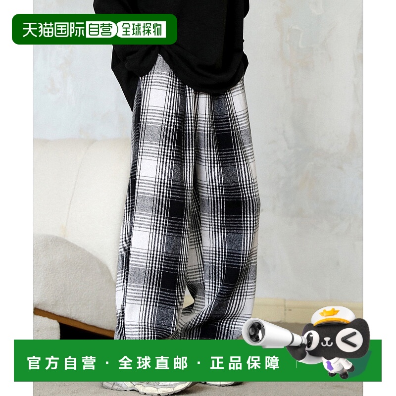 1h可退 日本直邮neos男女同款宽松版型宽腿易穿裤 格纹设计 K1053