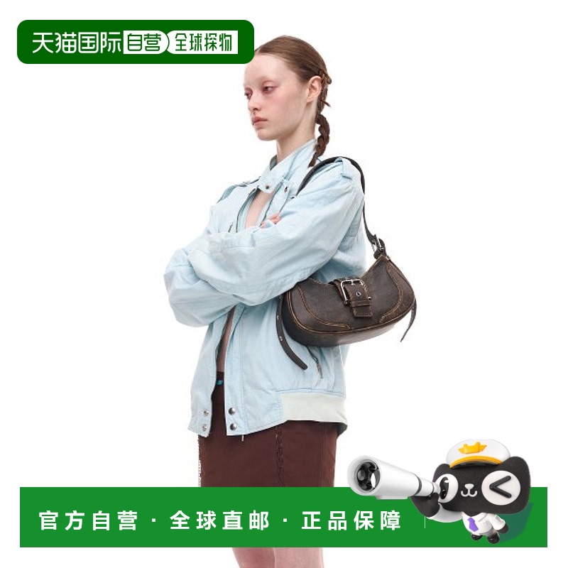 韩国直邮Osoi斜挎包女款棕色复古山羊皮时尚潮流百搭22FB050-02