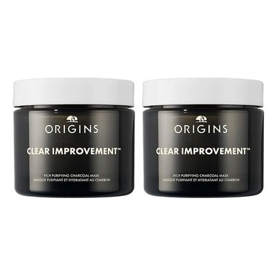 Origins悦木之源 竹炭丰盈清洁涂抹面膜75mlx2 黑金泥娃娃