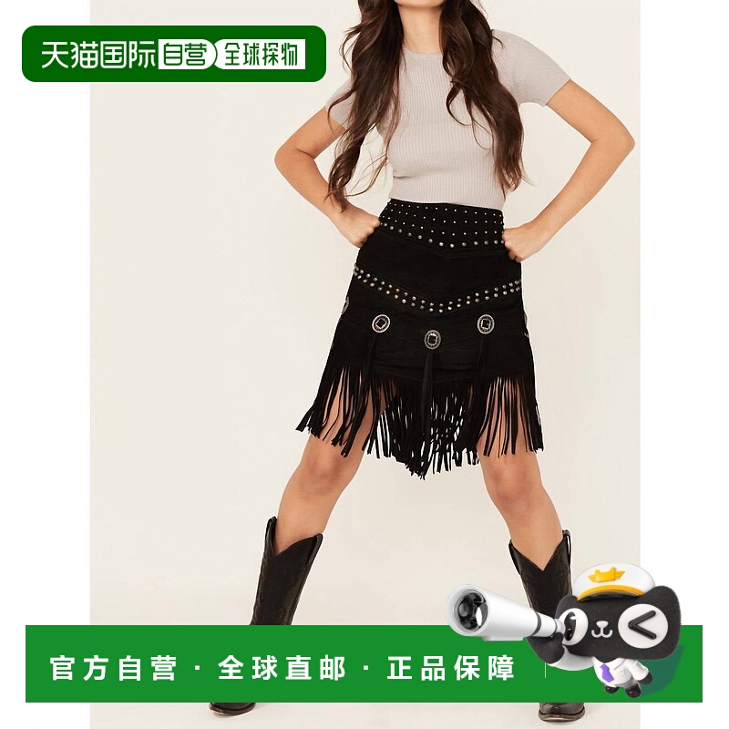 自营 scully羔羊绒流苏迷笛裙黑色-黑色 美国奥莱直发