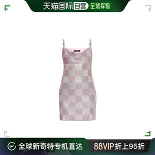 香港直邮潮奢 女士 缀饰格纹迷你连衣裙 10152591 范思哲 Versace