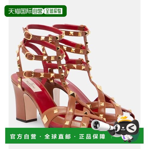 1h可退 香港直邮valentino 华伦天奴 女士 Studdy 80 皮质凉鞋