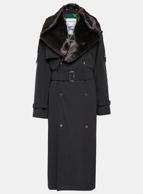 潮奢 Burberry 巴宝莉 女士 Kennington 人造毛皮边风衣 001302