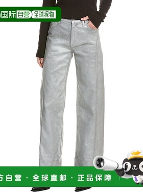 自营hudson jeansHUDSON牛仔裤Lexi中腰涂层接缝哑光银箔阔腿牛仔