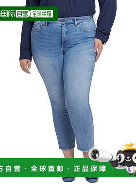 自营 NYDJ Plus Sheri Blue Valley脚踝露牛仔裤-蓝色 美国奥莱直