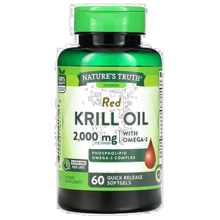 香港直发Nature's Truth红色磷虾油速释软胶囊降低疾病风险60粒