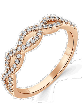 sabrina14k 金与钻石扭纹戒指 - 玫瑰色 【美国奥莱】直发爆款