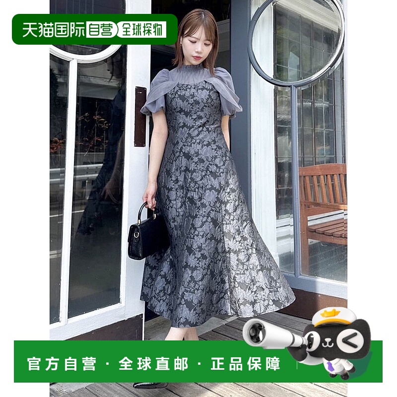 1h可退 日本直邮dazzlin 女装 蕾丝拼接垂感连衣裙 半透纱袖设计