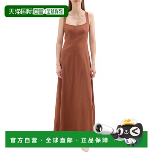 自营Theory Linen-Blend Maxi Dress - brown 美国奥莱直发