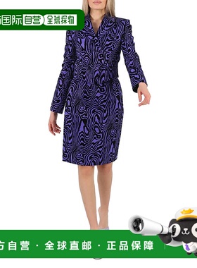 自营 Moschino女士紫色云纹效果提花运动夹克，品牌尺码38（美国4