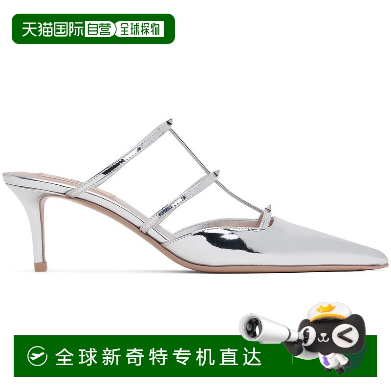 香港直邮Valentino 华伦天奴 女士 银色 Rockstud Wispy Calfskin