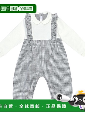1h可退 香港直邮潮奢 il gufo 婴儿 格纹棉质连体衣童装 grey灰色