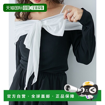 1h可退 日本直邮MAJESTIC LEGON 宽松剪裁 off-shoulder 蝴蝶结T