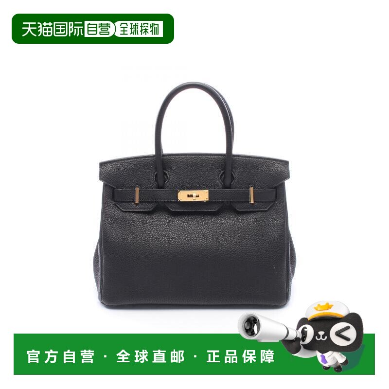 日本直邮中古Hermes爱马仕女包A级95新birkin铂金包牛皮手提包黑