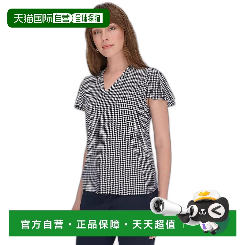 【美国直邮】Tommy Hilfiger 女士 V 领荷叶边袖衬衫 时尚舒适衬