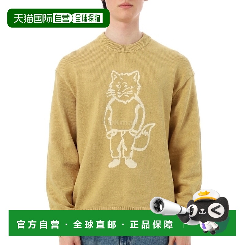 韩国直邮MAISON KITSUNE 狐狸嵌花毛衣(OM00802KT1030-0102) 圆领