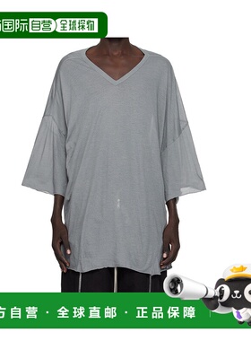香港直邮RICK OWENS 男士T恤 RU02E1279UC06 AW2025 灰色 V 领T