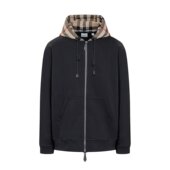 Burberry 8060705 格纹细节拉链抽绳连帽衫 巴宝莉 男士