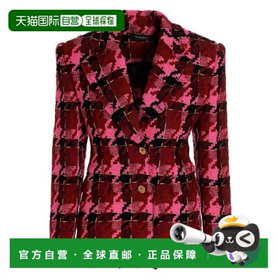 自营Versace Medusa Tweed Check Blazer - parade red/fuchsia