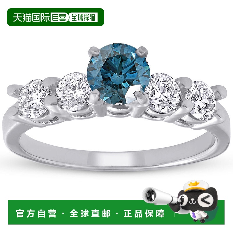 自营 pompeii31 1/2 克拉蓝色和白色钻石订婚戒指 14k 白金 - 14k