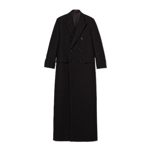 GUCCI 女士外套 830840Z7APD1000 SS2025 黑色 双排扣大衣