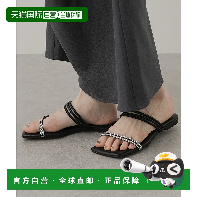 1h可退 日本直邮SENSE OF PLACE 女士细带水晶装饰平底凉鞋 AAA52